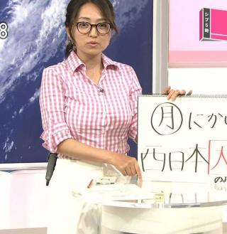 NHKの気象予報士 福岡良子の着衣巨乳がボタンがはじけそうなレベルな件