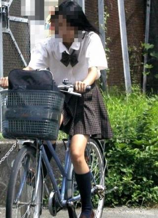 街撮り自転車JKの微エロ画像その53 必死に自転車こぐ君には悪いけど今日も視姦させて頂きますｗｗｗ