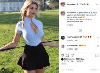 【画像】イギリスの女子ゴルファー、胸元を大胆に露出した画像を投稿してしまう