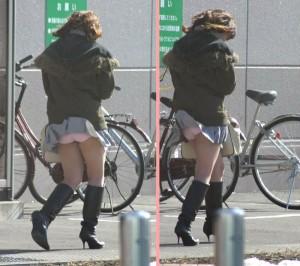 自転車に乗ってパンツ晒すのがイマドキ女子