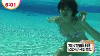 鈴木ちなみが朝番組で過激な水着姿を見せてるエロ画像