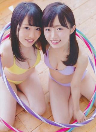 【ナイトプールで・・・！！】AKB48・向井地美音(19)とNGT48中井りか(19)の月刊エンタメ水着画像