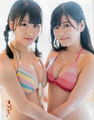 【ニューヒロインは、ここにいる】HKT48・月足天音(18)と小田彩加(18)の週刊誌水着画像
