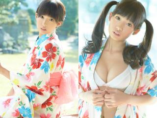 椎名ひかり(２１) カラフル浴衣で胸元チラチラ。画像×１７