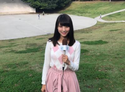 ミス慶応2018候補美少女・ 白木愛奈、初レポーター仕事での巨乳ニットが完璧すぎるw