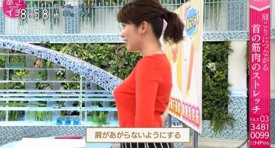 【女子アナ】中川安奈アナ、「あさイチ」ストライプシャツから浮き出るロケットお〇ぱいがたまらんw