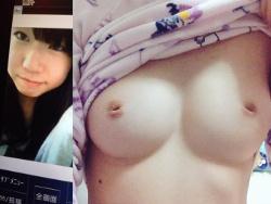 陥没乳首の１８歳JKが顔晒してお風呂で全裸のおっぱいTwitter自撮り