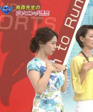 NHK杉浦友紀アナがすんごい着衣横乳を見せてた件